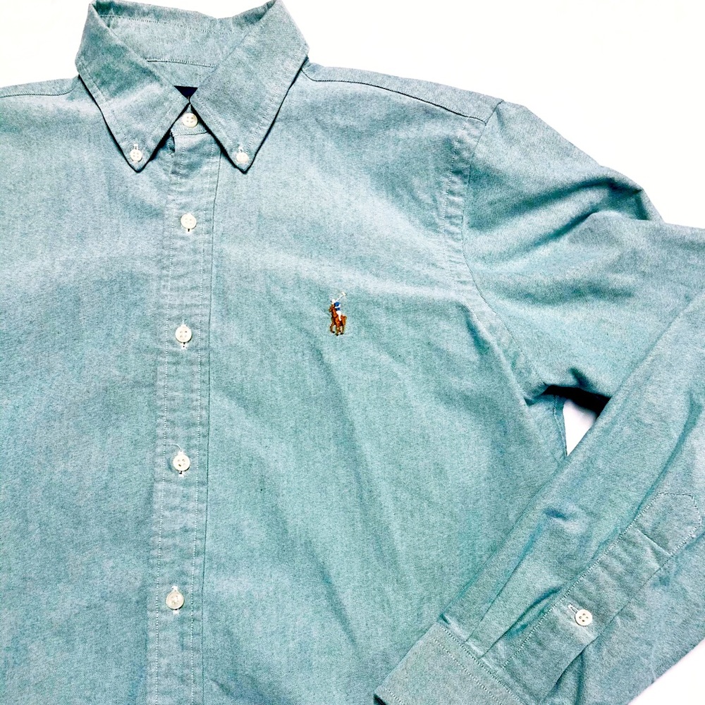 Ralph Lauren Polo Button Down Grey-Green Shirt M